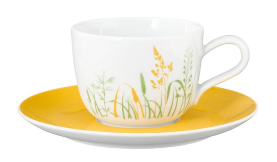 Liberty grass yellow: Cup coffee 260 ml + saucer 16,5 cm, Seltmann porcelain