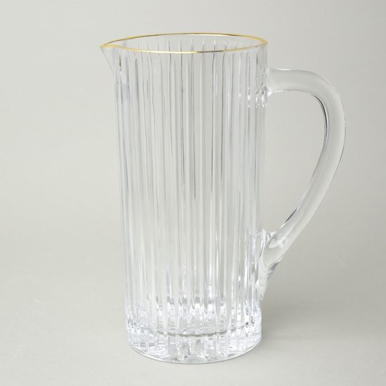 Astra Gold: Jug 1,2 l Brocca Timeless, italian glass, Golden Rim decor