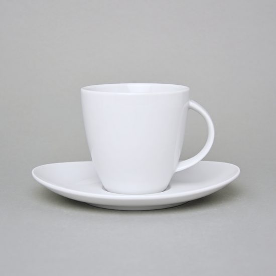 Cup 220 ml plus saucer 160 mm, Thun 1794 Carlsbad porcelain, Loos white