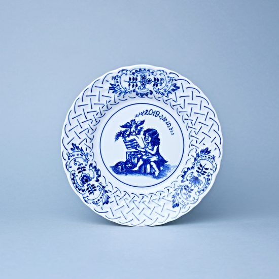 Vánoční / výroční talíř 2019 závěsný 18 cm, reliéfní, Cibulák, originální z Dubí