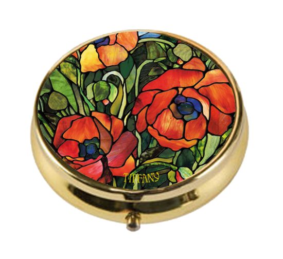 Pillbox L.C.Tiffany - Oriental Poppy, 5 / 5 / 1,5 cm, Metal, Goebel