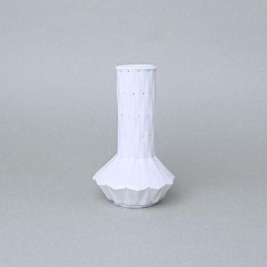 Vase mini Diamond White (shape 1), White + Black Dots, 13 cm, Goldfinger Porcelain
