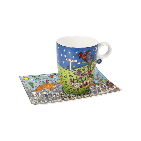 Mug with saucer All Roads Lead to Bremen 400ml, fine bone china, J. Rizzi, Goebel