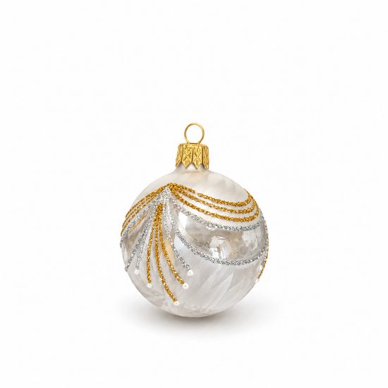 Christmas Tree Decoration Ball, 6 cm White Frost, Czech Glass christmas decorations