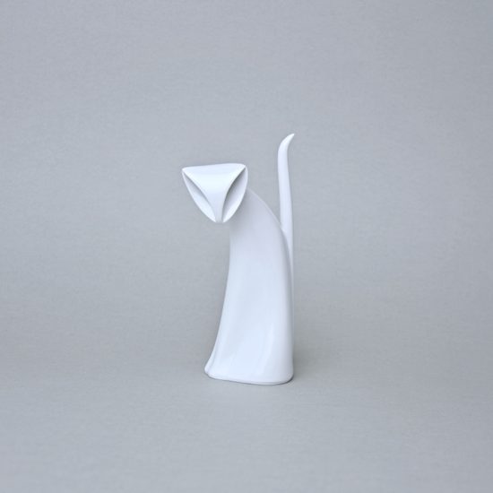 Kočka 16,5 cm, bílé, Porcelánové figurky Duchcov