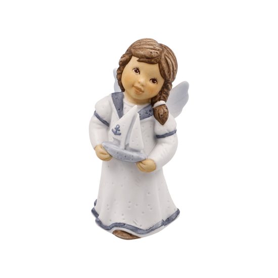 Andílek s plachetničkou, 4 / 4,5 / 8,5 cm, Nina & Marco, biskvitový porcelán, Goebel