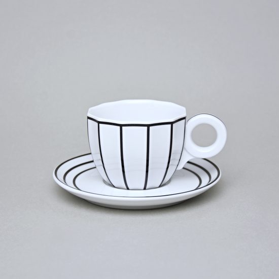 Cup and Saucer Šárka 160 ml, Black Line, Goldfinger porcelain