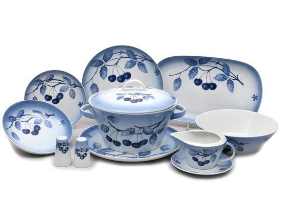 Tom 30112, Dining set for 6 pers., Thun 1794 Carlsbad porcelain, Blue cherry