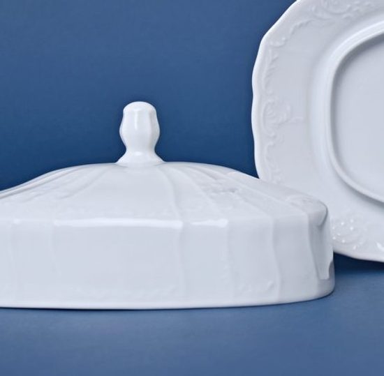 Butter dish COVER (LID), Thun 1794, karlovarský porcelán, BERNADOTTE white