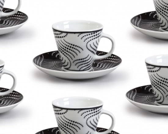 Cup 90 ml plus saucer 125 mm, Thun 1794 Carlsbad porcelain, TOM 30404 black