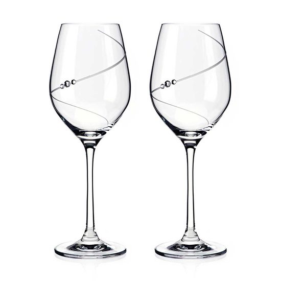 Silueta - Set 2 sklenic na bílé víno 360 ml, krystaly Swarovski, DIAMANTE