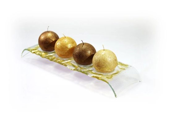 Advent Glass candlestick Bridge, clear with gold, 39x10 cm, BDK - Glass