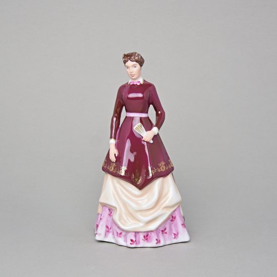 Lady Biedermeier 9,2 x 9,2 x 19 cm, Purpur, Porcelain Figures Duchcov