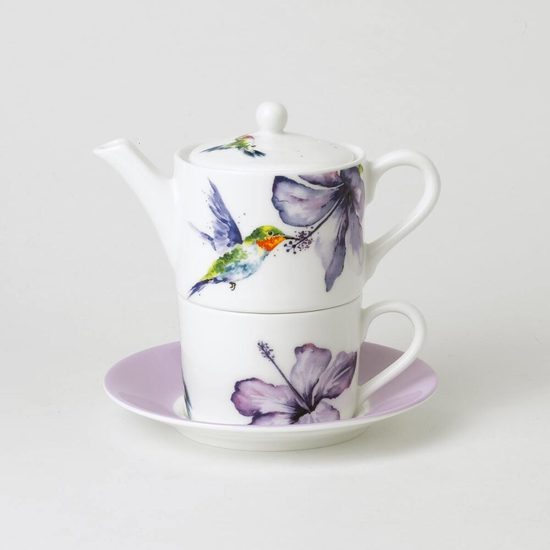 Hummingbird: Tea for one set, english fine bone china, Roy Kirkham