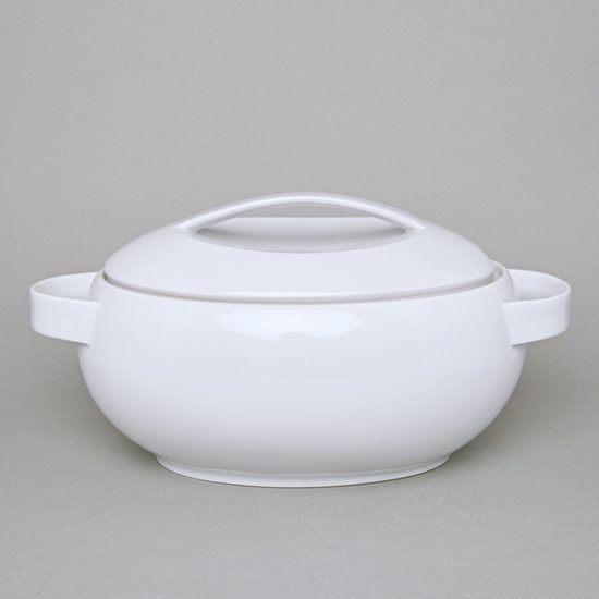 Soup tureen 2,9 l, Thun 1794 Carlsbad porcelain, Loos white