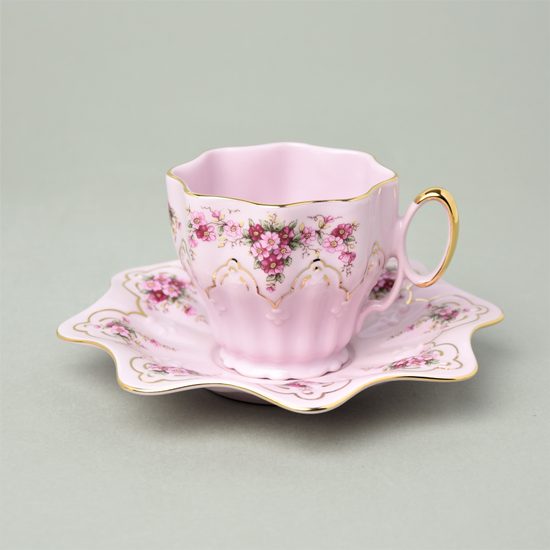 Cup 140 ml and saucer 16 cm, Klára decor no 530, Rose China Chodov