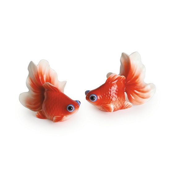 Goldfish design sculptured porcelain salt and pepper shakers 9 cm, FRANZ Porcelain