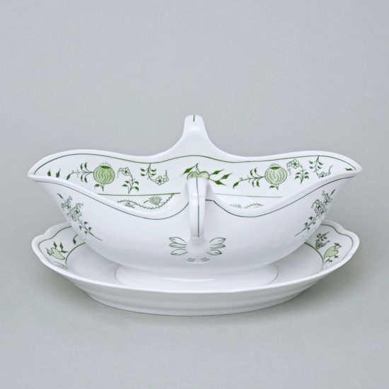 Sauceboat oval with stand 550 ml, Green Onion Pattern, Cesky porcelan a.s.