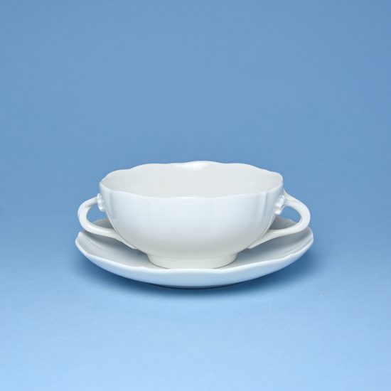 Šálek a podšálek bujón (na polévku) s oušky 0,25 l / 17,5 cm, Bílý porcelán, Český porcelán a.s.