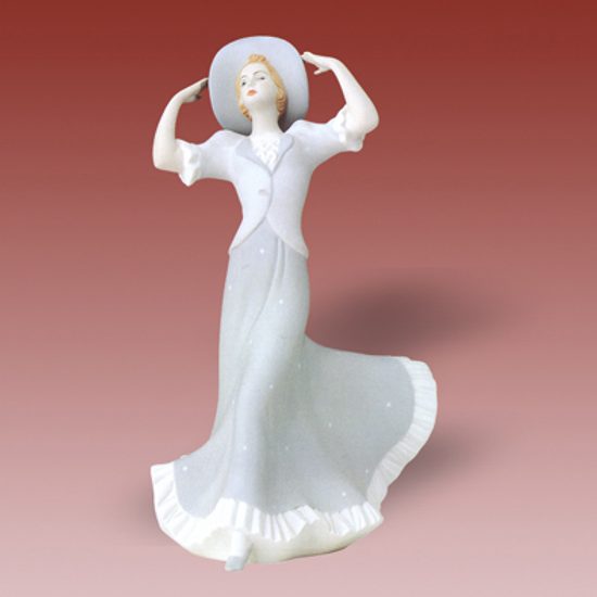 Dáma s kloboukem 16 x 11 x 23 cm, Porcelánové figurky Duchcov (2.j.)