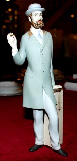 Gentleman with cigar 10 x 6,5 x 25 cm, Porcelain Figures Duchcov