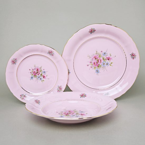 Plate set for 6 pers. Sonata, decor 13, Leander, rose china