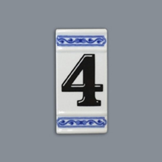 House number "4" - porcelain 8 x 55 x 110 mm