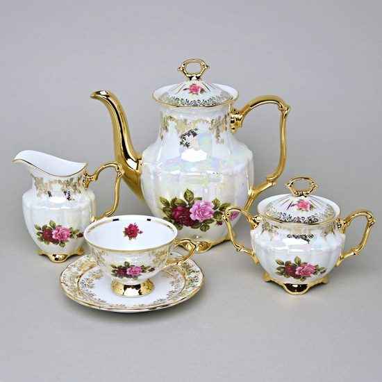 Coffee set for 6 pers., Cecily - Rose, Royal Bohemia porcelain