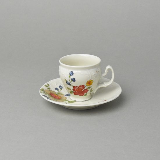 BERNADOTTE ivory čínské květy: Šálek a podšálek Espresso 75 ml / 12 cm, Thun 1794, karlovarský porcelán