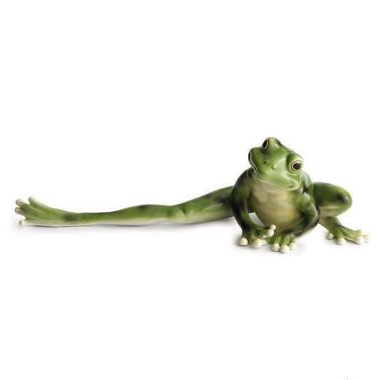 Amphibia frog long legged design sculptured porcelain figurine 32 cm, FRANZ Porcelain