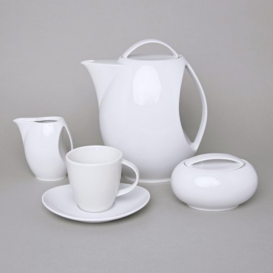 Kávová souprava pro 6 osob, Thun 1794, karlovarský porcelán, Loos nedekor