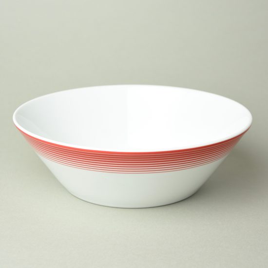 Salad bowl 24 cm, Thun 1794, karlovarský porcelán, TOM 29954a0 red stripes