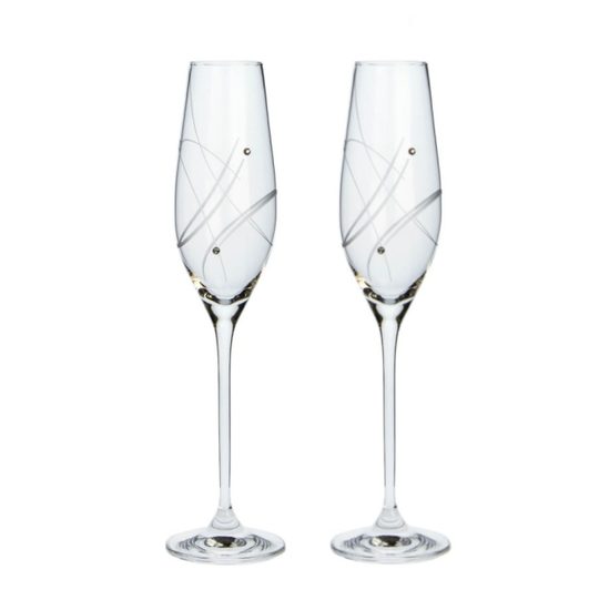 Celebration: Set of 2 Champagne Glasses 210 ml, with Swarowski Crystals
