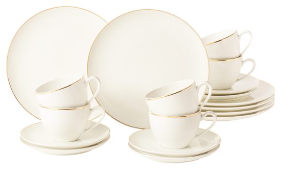 Coffee set 18 pcs., Savona fine diamond with gold line, Seltmann porcelain