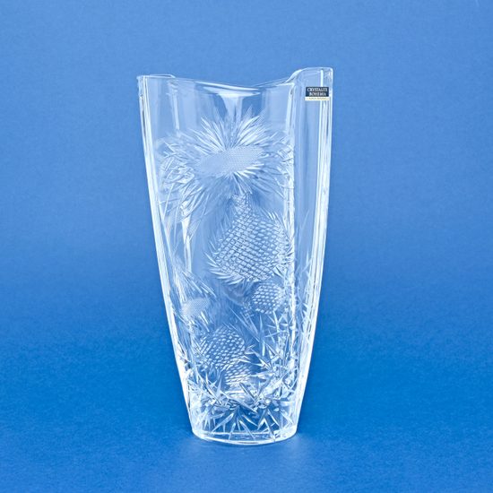 Crystal Hand Cut Vase SMILE - Thistle decor, 275 mm, Crystalite BOHEMIA