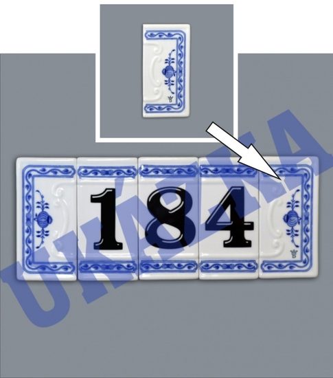 Číslo na dům - pravý okraj - porcelánová destička 8 x 55 x 110 mm