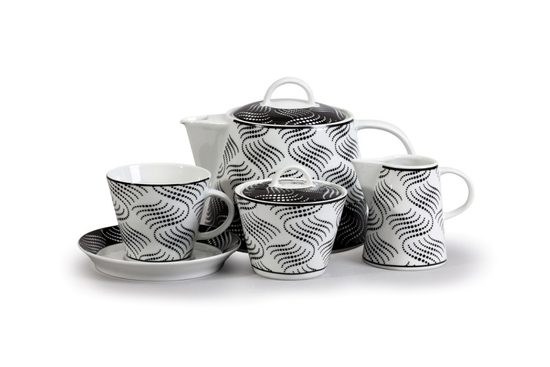 Tea set for 6 pers., Thun 1794 Carlsbad porcelain, TOM 30404 black