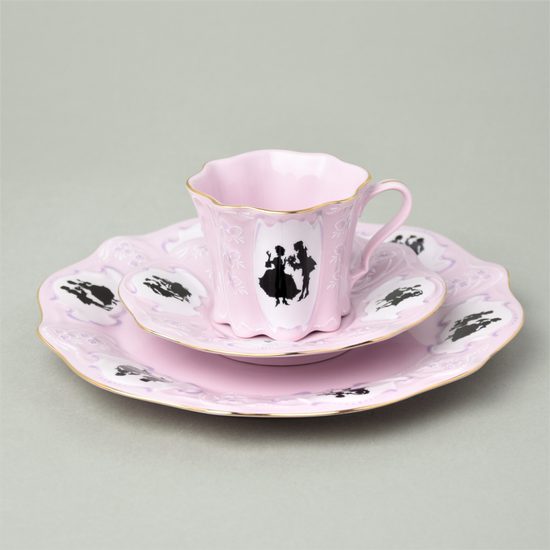 Cup 100 ml + sacuer 130 mm + dessert plate 20 cm, Olga 418, Rose china Chodov