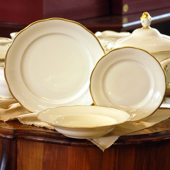 Plate set for 6 persons, Elizabet Ivory + gold