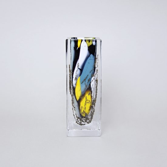 Vase Square 19 cm, collection Fleck, metallurgical glass, Vendula Zámečníková