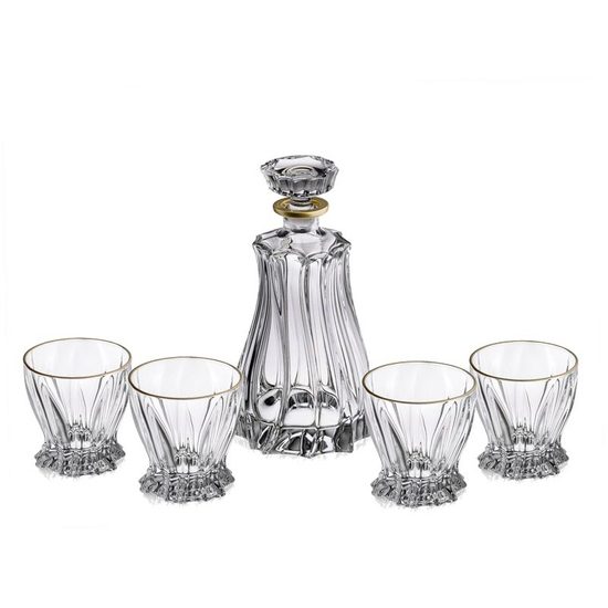 Křišťálový whisky set Plantica 1+6, zlatá linka, Aurum Crystal