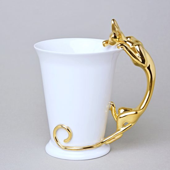 Mug Sphinx with a Cat, 400 ml, Gold, Goldfinger porcelain