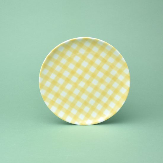 Plate dessert 21 cm, yellow decor, G. Benedikt 1882