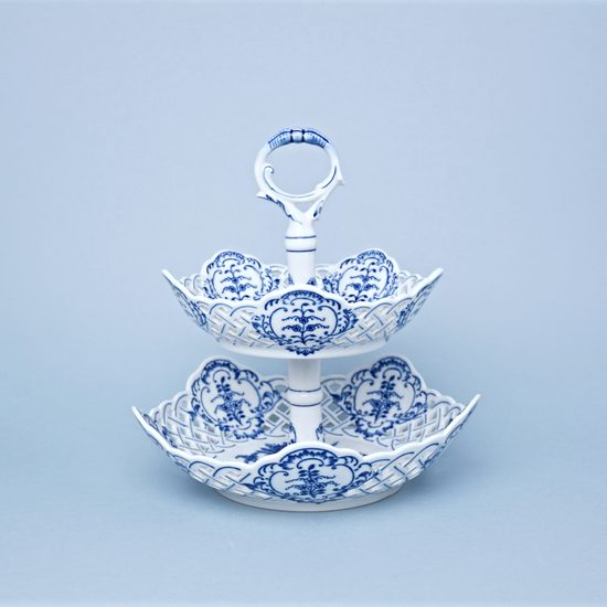 2-Compartment Dish Perforated Bowls 19 + 24 cm, Original Blue Onion Pattern