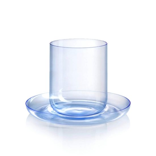 Cup 200 ml + saucer 120 mm DROP for flat white, Light Blue, Kvetna 1794 Glassworks