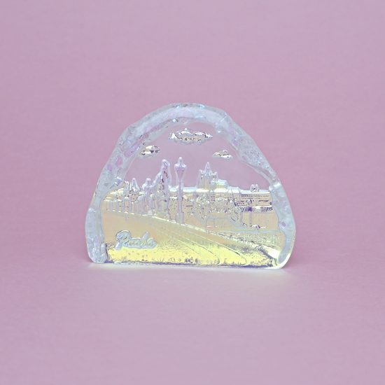 Těžítko/plaketa PRAHA, dekor č.3 - Karlův most, Sklárna Janov