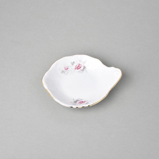 Zlatá linka: Petitka 11 cm, Thun 1794, karlovarský porcelán, BERNADOTTE růžičky