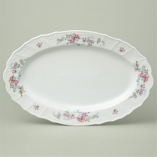 Dish oval flat 36 cm, Thun 1794 Carlsbad porcelain, BERNADOTTE climbing roses