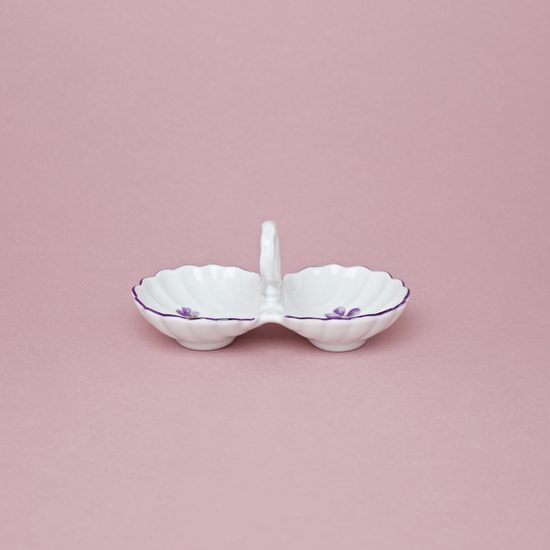 Slánka dvoudílná s úchytkou 12 cm, fialky, Český porcelán a.s.