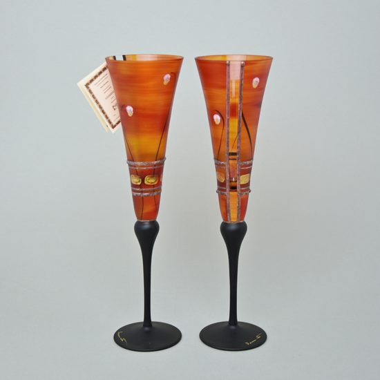 Studio Miracle: Champagne Glasses, 2 pcs. 180 ml, Hand-decorated by Vlasta Voborníková